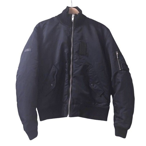 NWT The Kooples Navy Bomber Jacket with Orange Lining – Size Medium - Picture 2 of 10